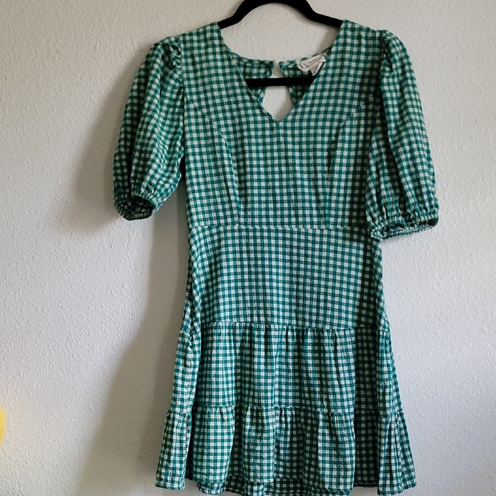 Love Riche Teal and White Gingham Dress